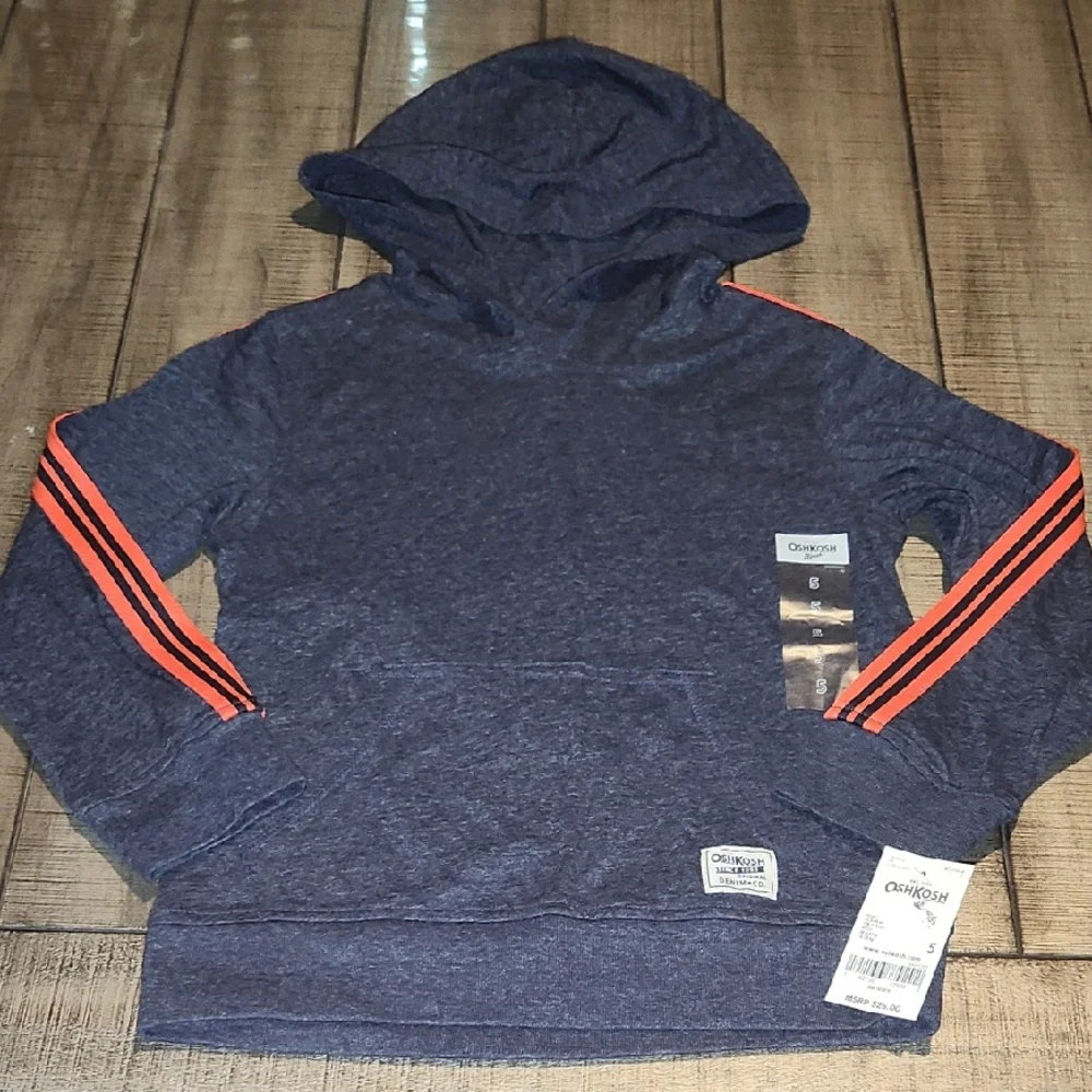 NWT OshKosh B'gosh Blue Hoodie with Red Stripes